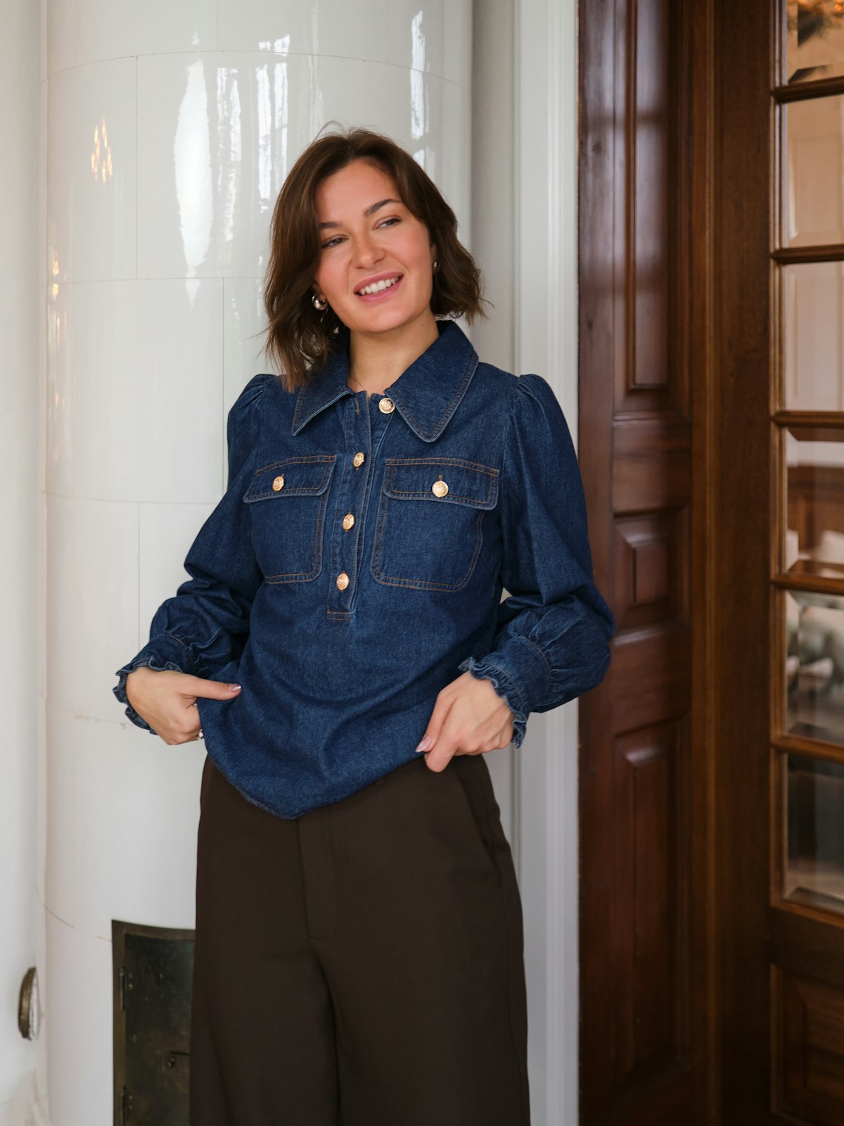 lio denim blouse