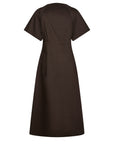 Illoana Poplin Dress i chocolate brun sett fra siden, kjole fra Neo Noir hos Image Mandal