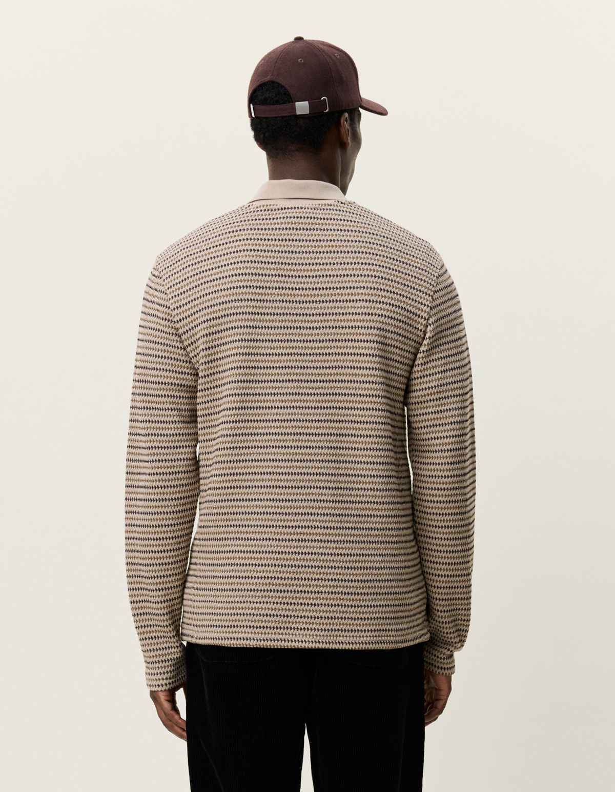 Knitted Stripe Ls Polo