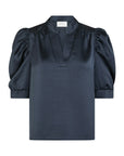 Roella Heavy Sateen Blouse i midnight blå sett fra siden, bluse fra Neo Noir hos Image Mandal