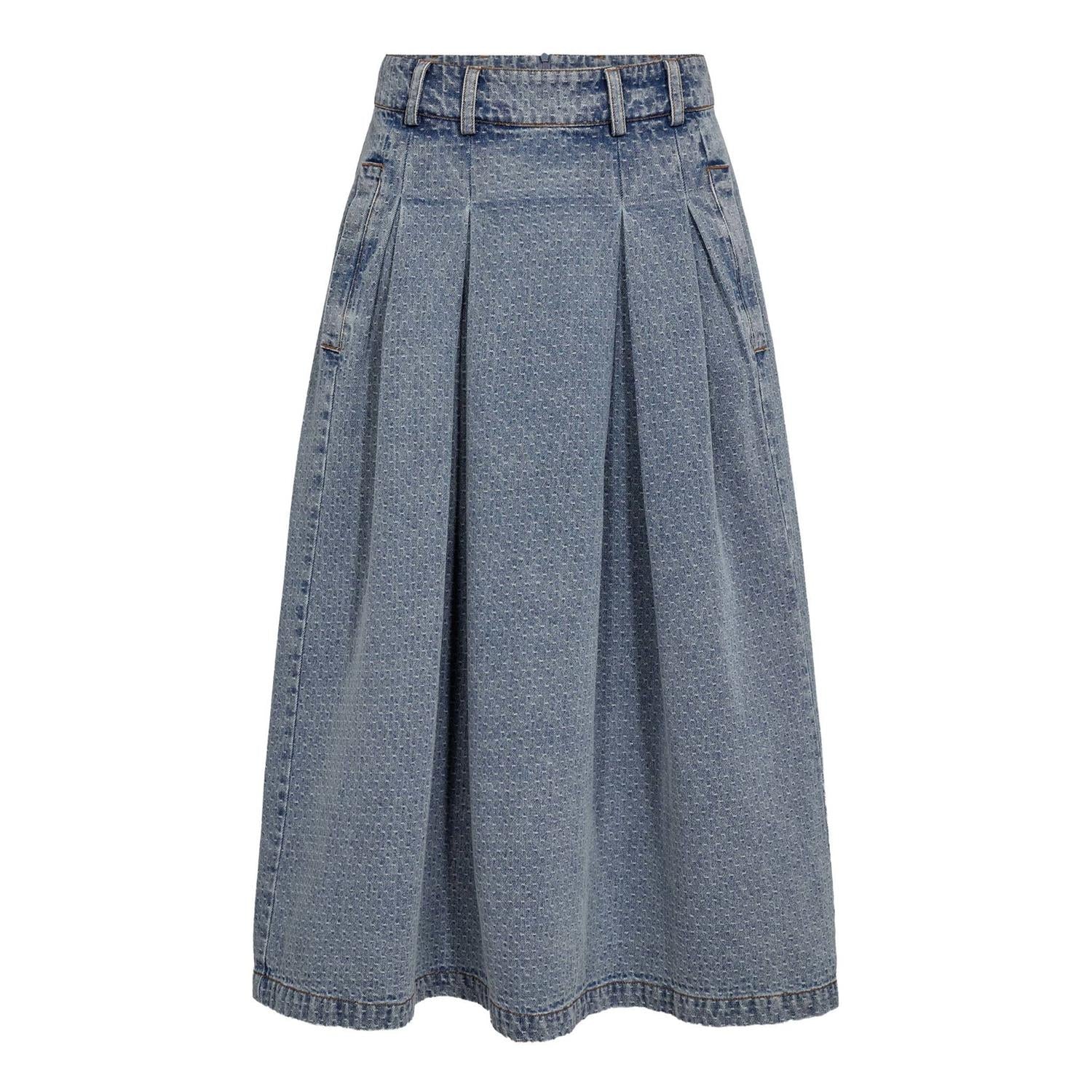 Lovacc Anya Pleat Skirt i denim blå i bomull, skjørt fra Co'couture hos Image Mandal