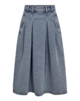 Lovacc Anya Pleat Skirt i denim blå i bomull, skjørt fra Co'couture hos Image Mandal