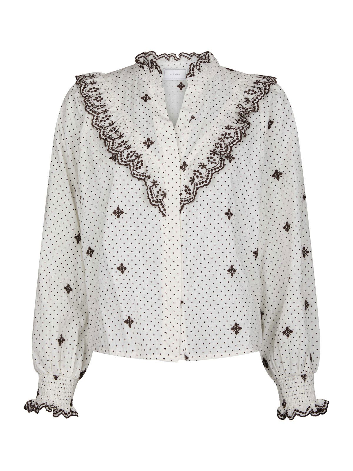 Degas Dot Blouse i hvit alternativt utsnitt, skjorte fra Neo Noir hos Image Mandal