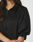 Etta Heavy Sateen Shirt i sort bakfra, skjorte fra Neo Noir hos Image Mandal