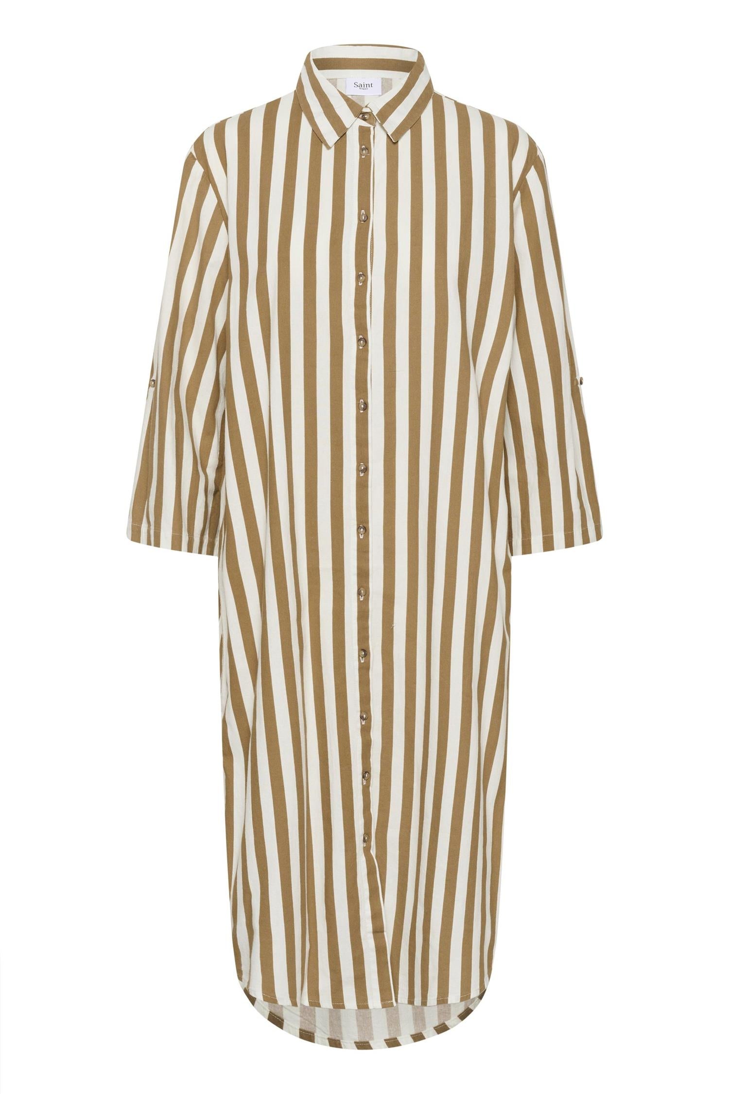 Zalindasz Shirt Dress i tiger's eye ice stripet sett fra siden, kjole fra Saint Tropez hos Image Mandal