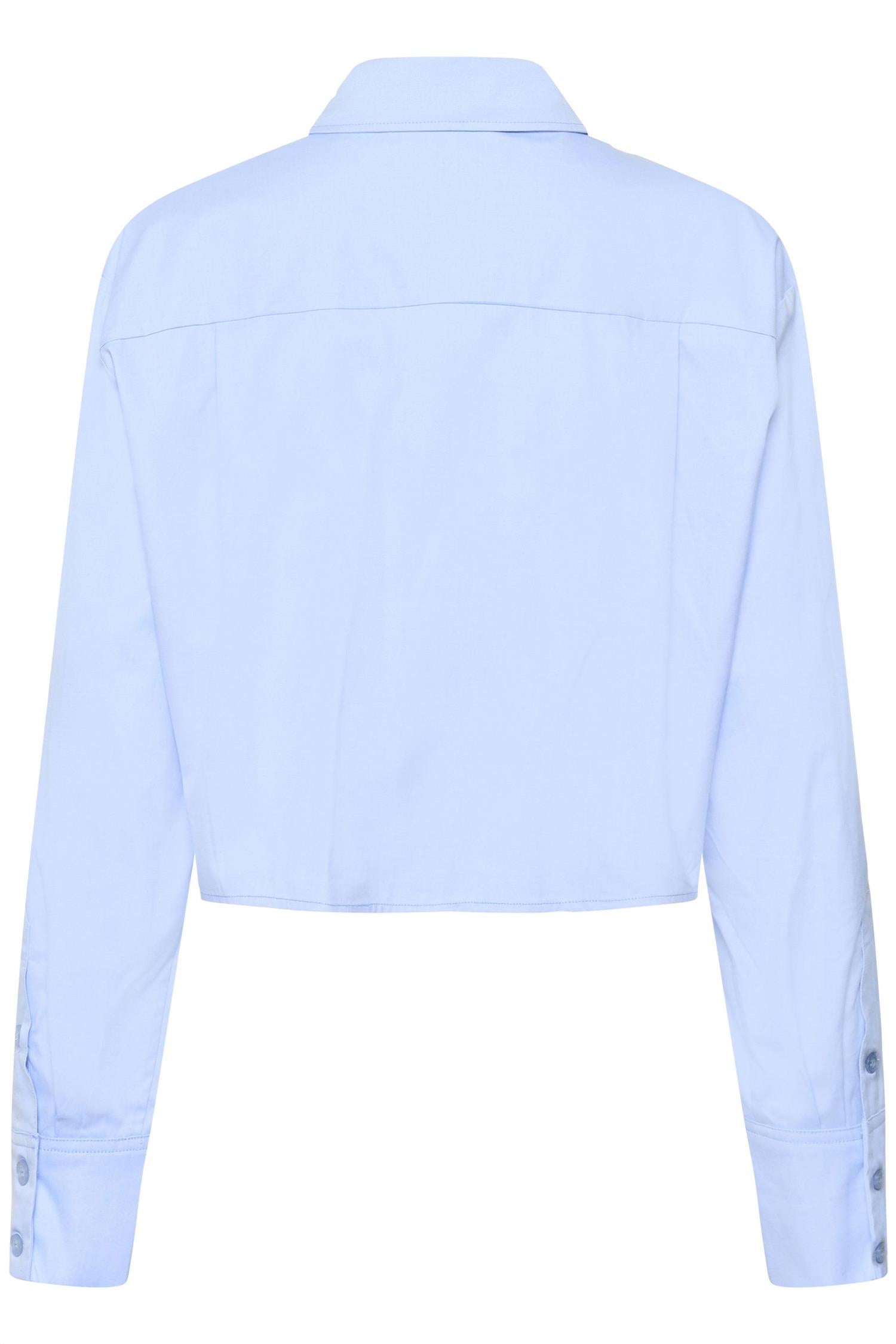 Gzyork Short Shirt Noos i chambray blå melange sett fra siden, skjorte fra Gestuz hos Image Mandal