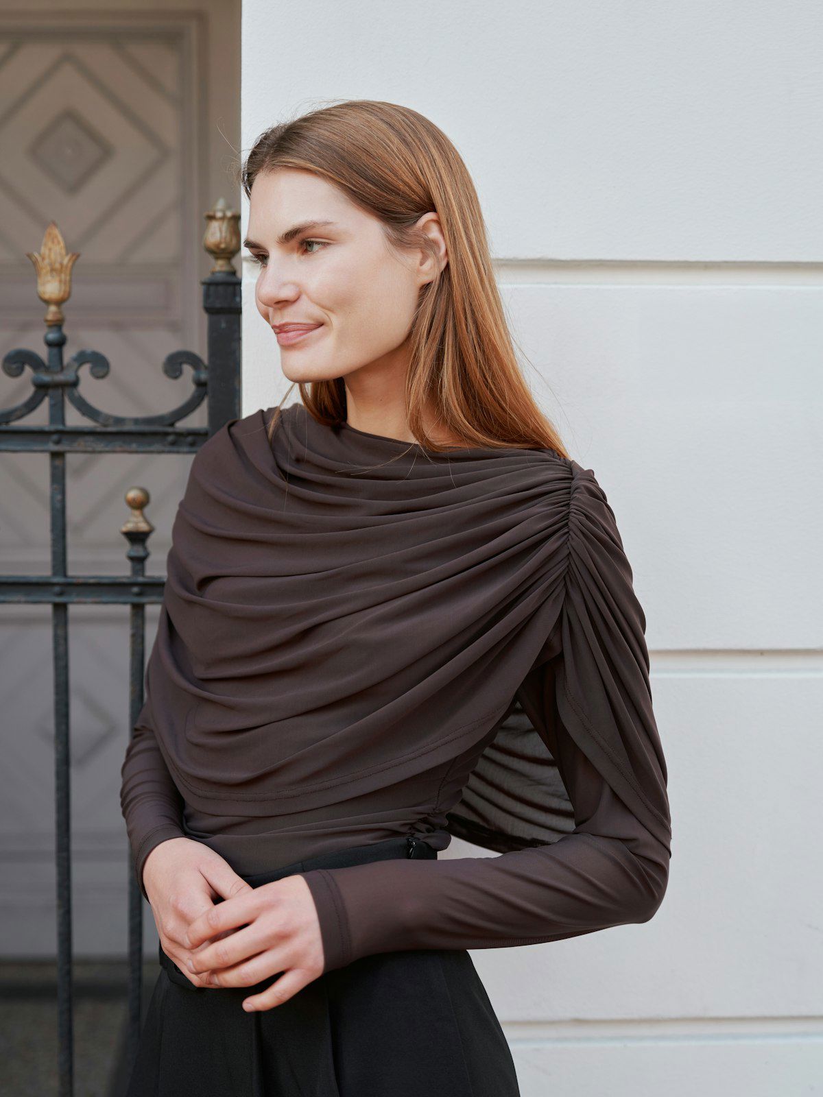 Lottuna Drapy Mesh Blouse