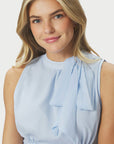 Ansol Solid Chiffon Top i lyseblå nærbilde av detaljer, topp fra Neo Noir hos Image Mandal