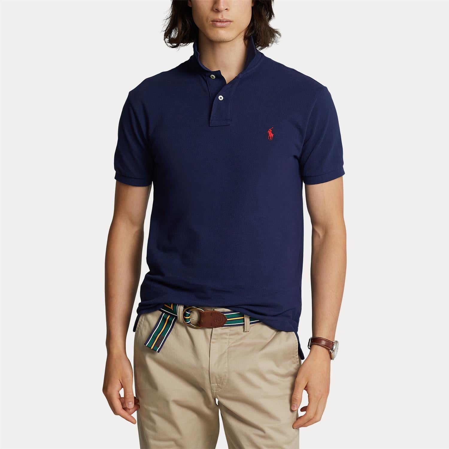 Basic Mesh Ssl Knit i blå ekstra vinkel, piké fra Polo Ralph Lauren hos Image Mandal