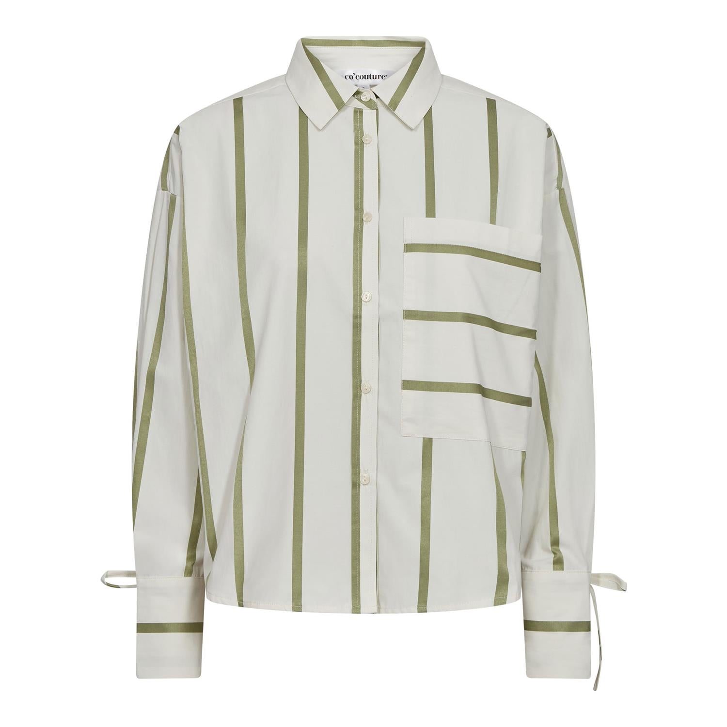 Idiecc Stripe Shirt i offwhite grønn i bomull, skjorte fra Co'couture hos Image Mandal