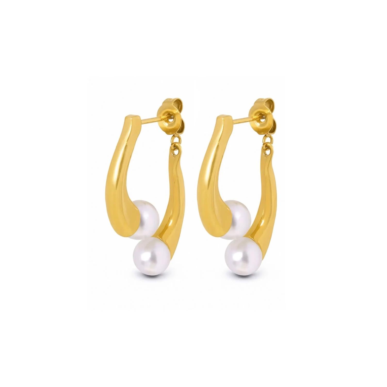 Abla - Pearl Stud Earrings Stainless Steel