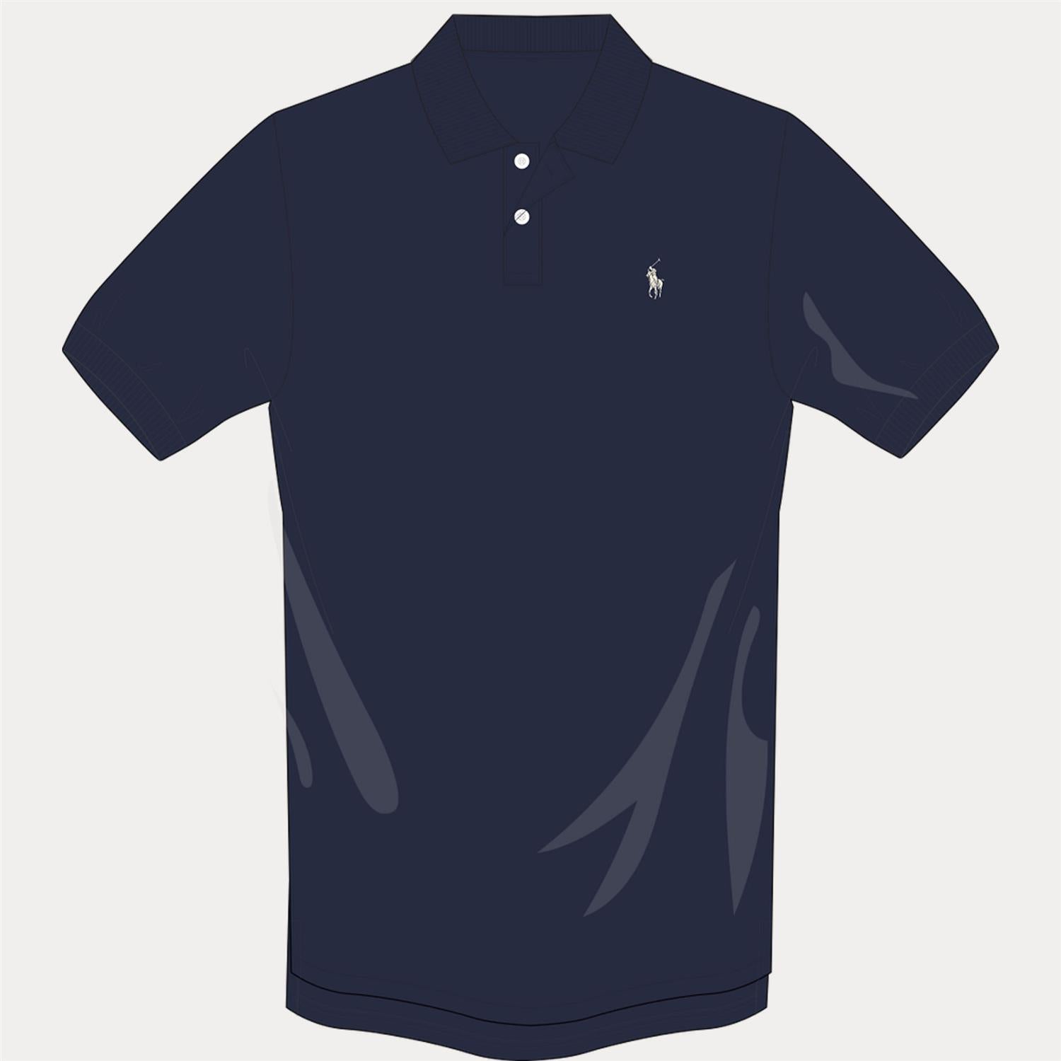 Custom Slim Knit Short-Sleeve Polo Shirt i marineblå styling-inspirasjon, skjorte fra Polo Ralph Lauren hos Image Mandal