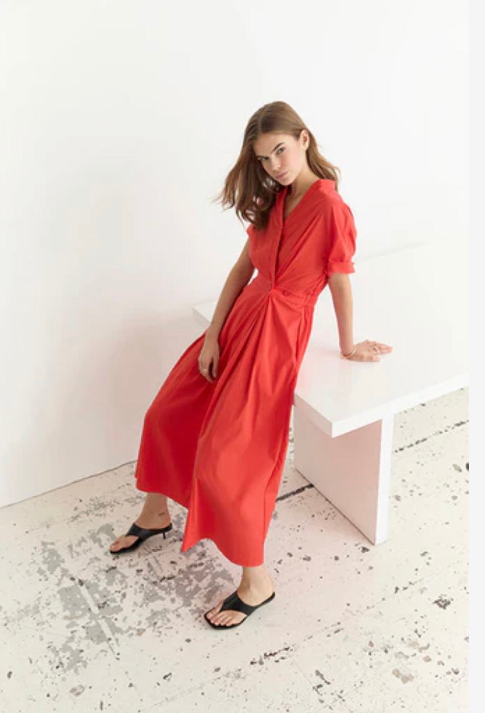 Elaracc Wrap Ss Dress i flame, kjole fra Co'couture hos Image Mandal