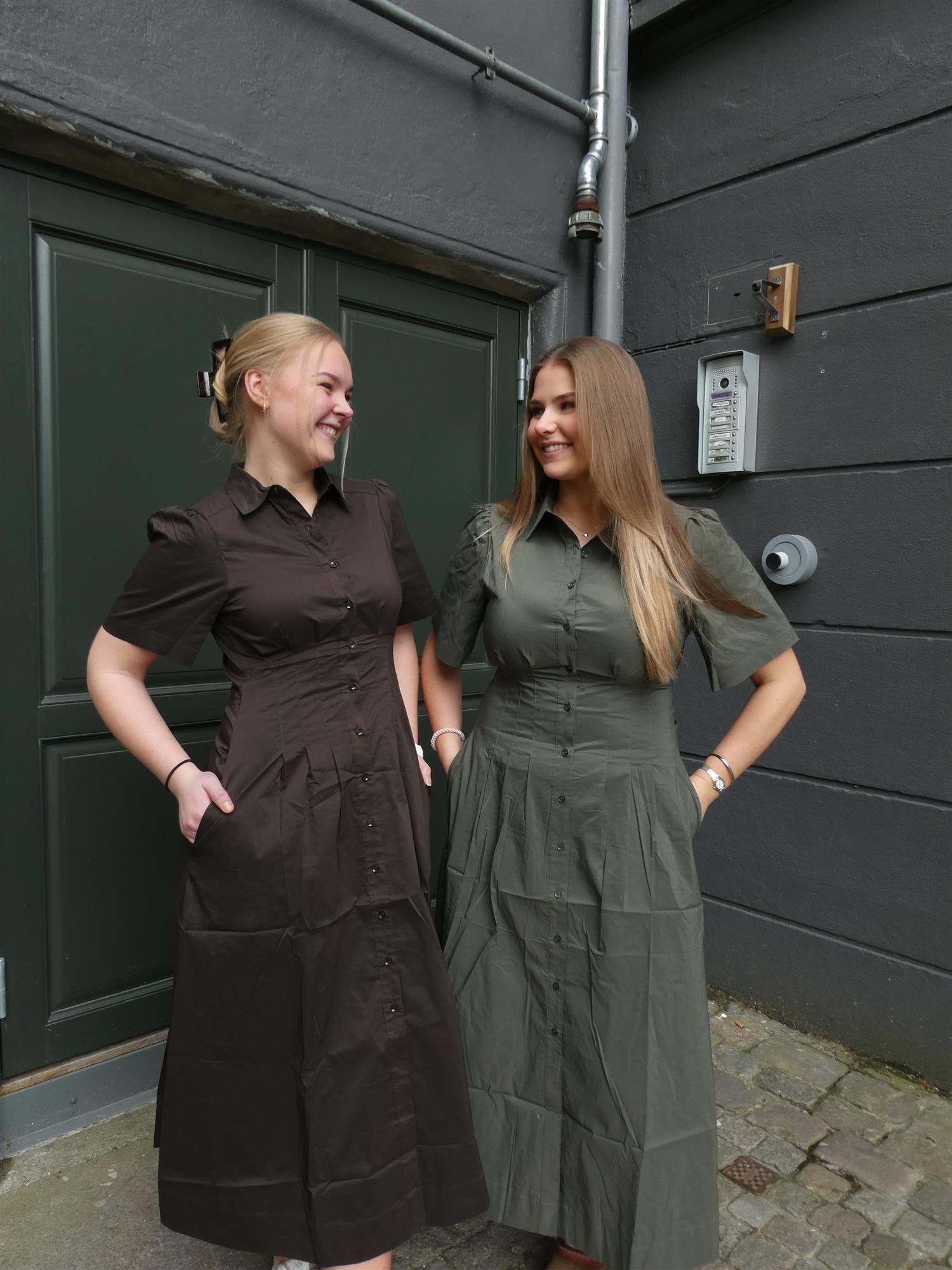 Baia Poplin Dress i brun alternativt utsnitt, kjole fra Neo Noir hos Image Mandal