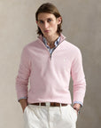 Mesh-Knit Half-Zip Pullover i rosa sett fra siden, genser fra Polo Ralph Lauren hos Image Mandal