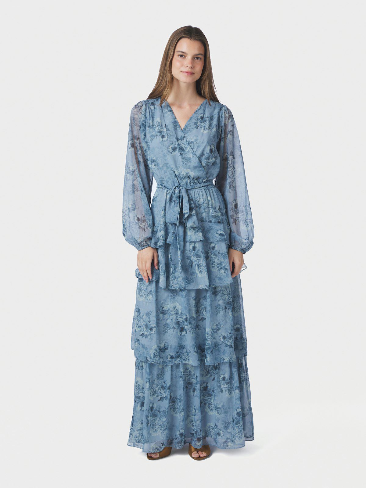 Denila Crepe Print Dress i blå alternativt utsnitt, kjole fra Neo Noir hos Image Mandal