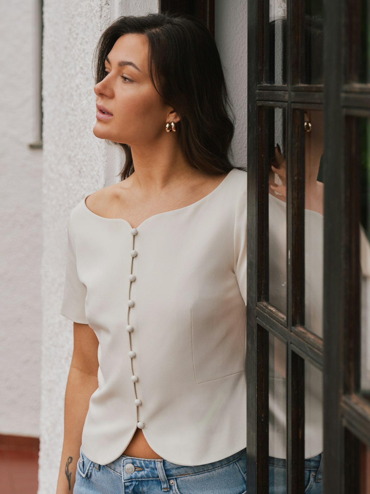 Tango Structure Top i hvit ekstra vinkel, bluse fra Neo Noir hos Image Mandal