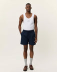 Stan Seersucker Swim Shorts i marine bakfra, badetøy fra Les Deux hos Image Mandal