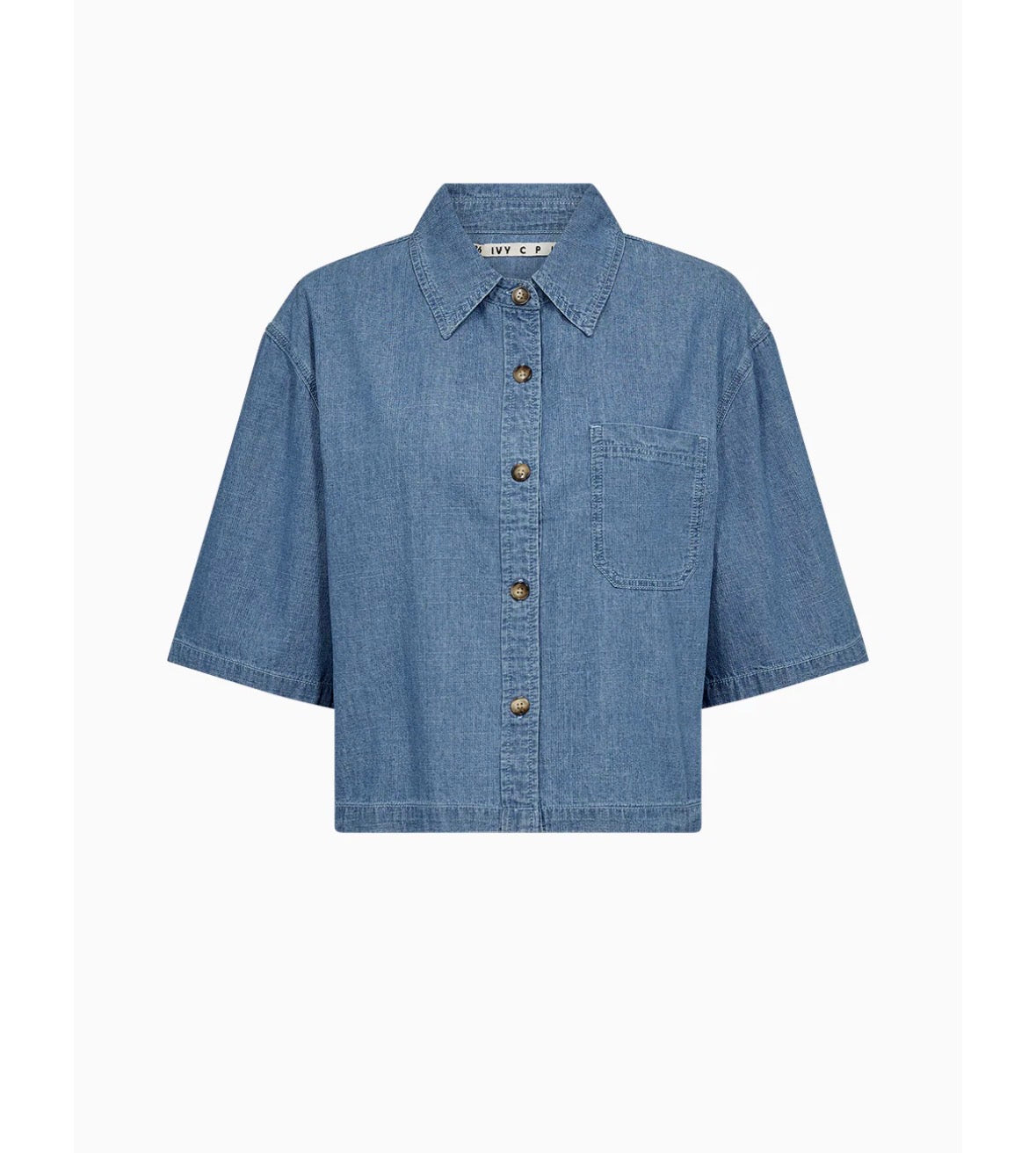 Ivy Uta Oversize Chambray Shirt i denim blå bakfra, bluse fra Ivy Copenhagen hos Image Mandal