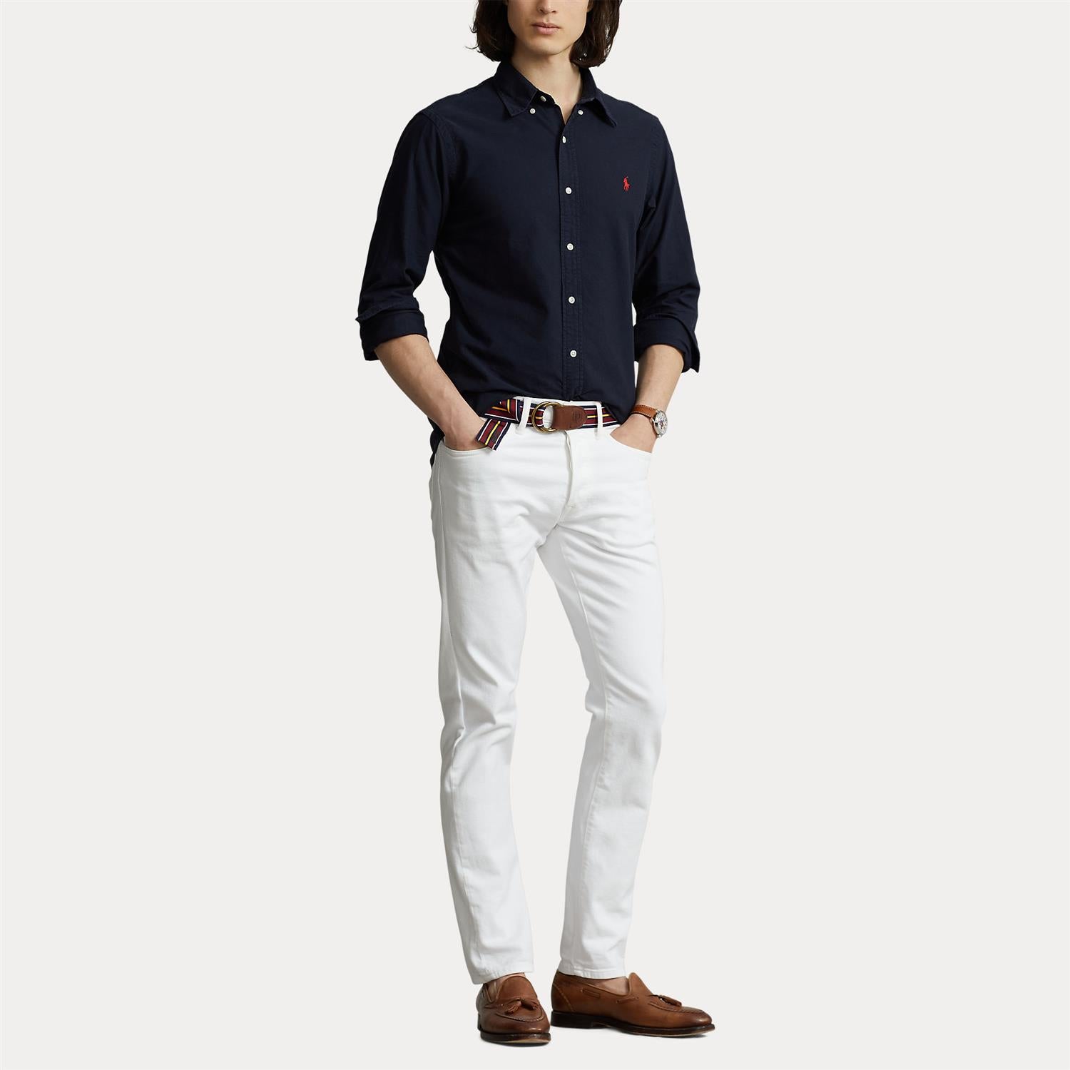 Long-Sleeve Sport Shirt i marineblå detaljbilde, skjorte fra Polo Ralph Lauren hos Image Mandal