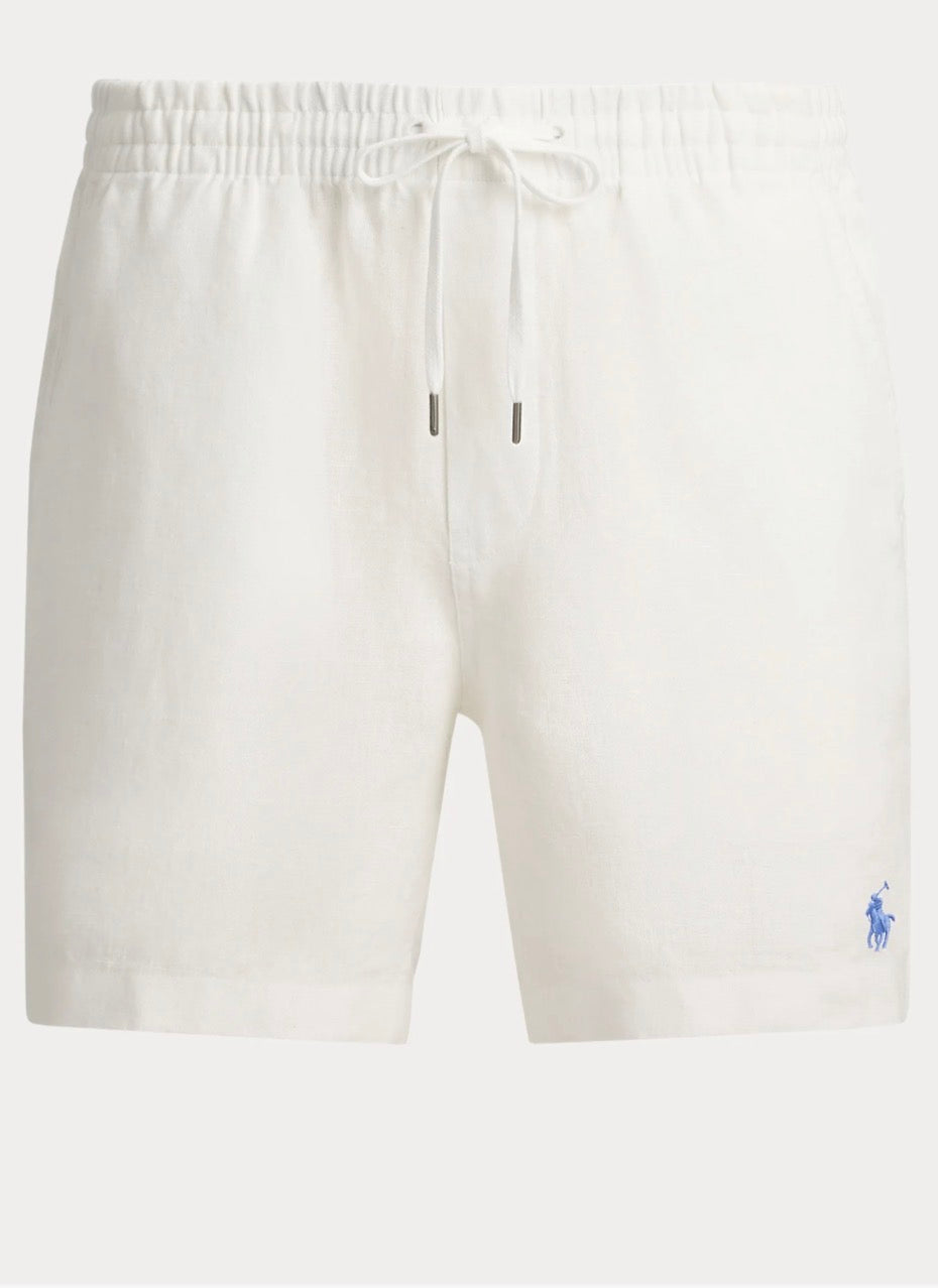 Woven shorts prepter lin i hvit nærbilde av detaljer, shorts fra Polo Ralph Lauren hos Image Mandal