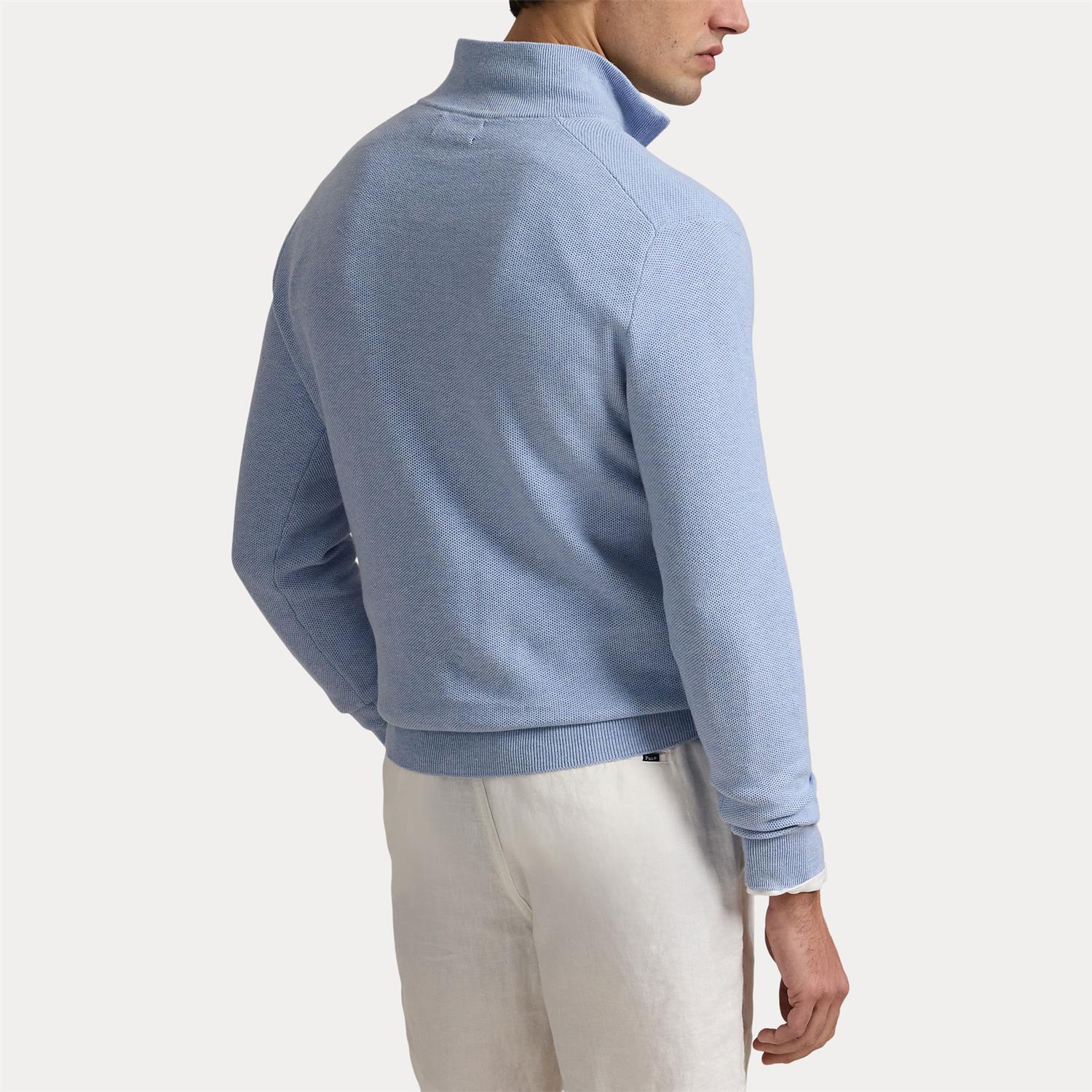 Mesh-Knit Half-Zip Pullover i blå ekstra vinkel, genser fra Polo Ralph Lauren hos Image Mandal