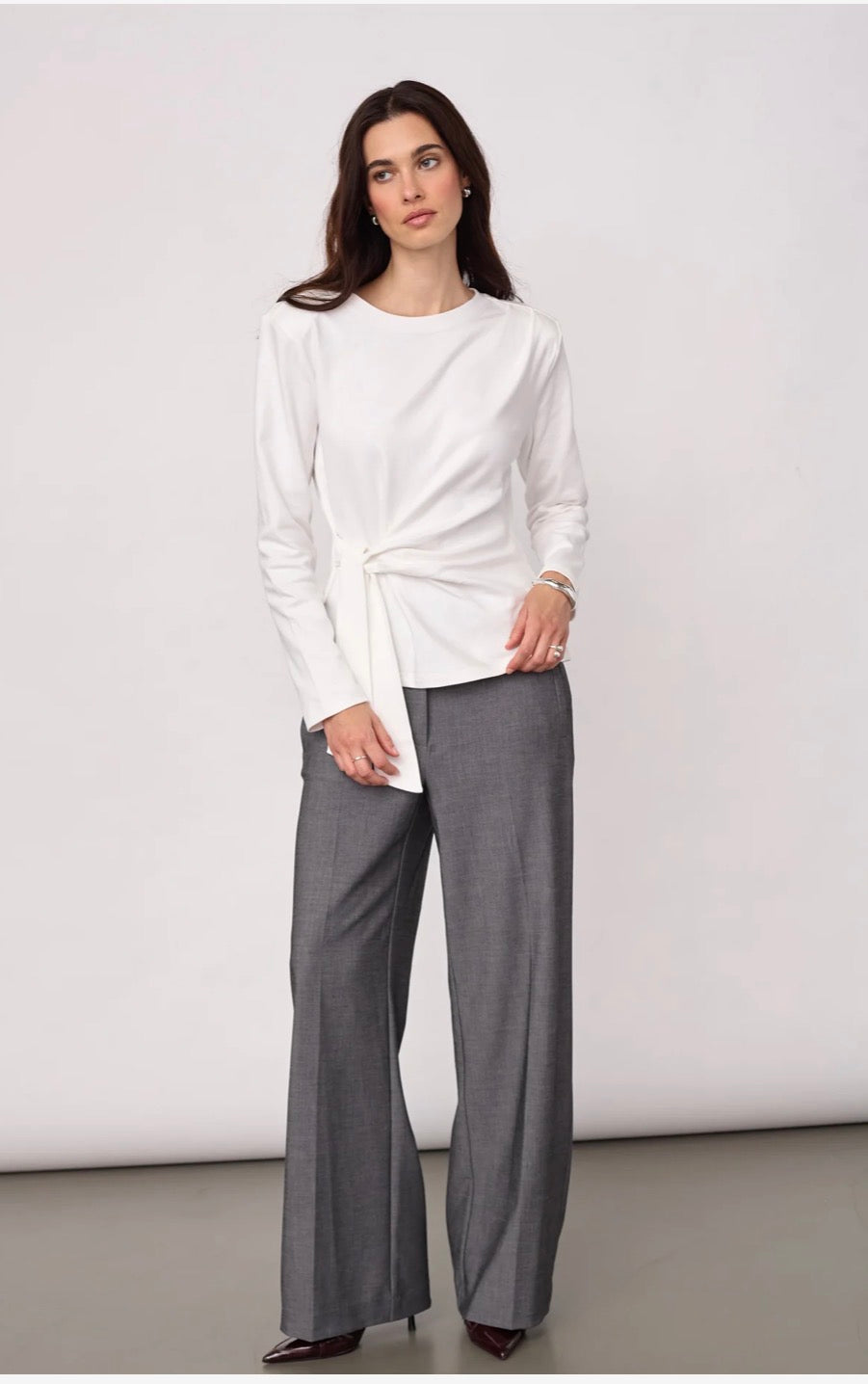 Orianecc Ls Pleat Tie Tee