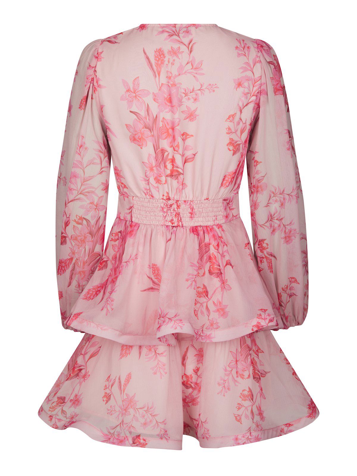 Rivana Print Chiffon Dress i rosa ekstra vinkel, kjole fra Neo Noir hos Image Mandal
