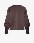 Christine Blouse i brun nærbilde av detaljer, bluse fra Urban Pioneers hos Image Mandal