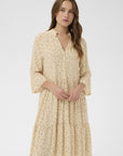 Edasz Dress i creme sort mini dots nærbilde av detaljer, kjole fra Saint Tropez hos Image Mandal