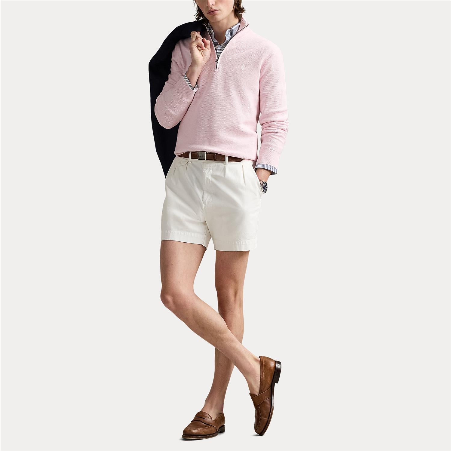 Mesh-Knit Half-Zip Pullover i rosa detaljbilde, genser fra Polo Ralph Lauren hos Image Mandal
