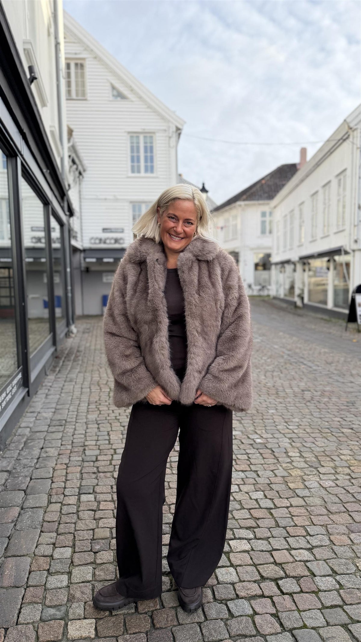 Ariella Faux Fur Peplum Jacket