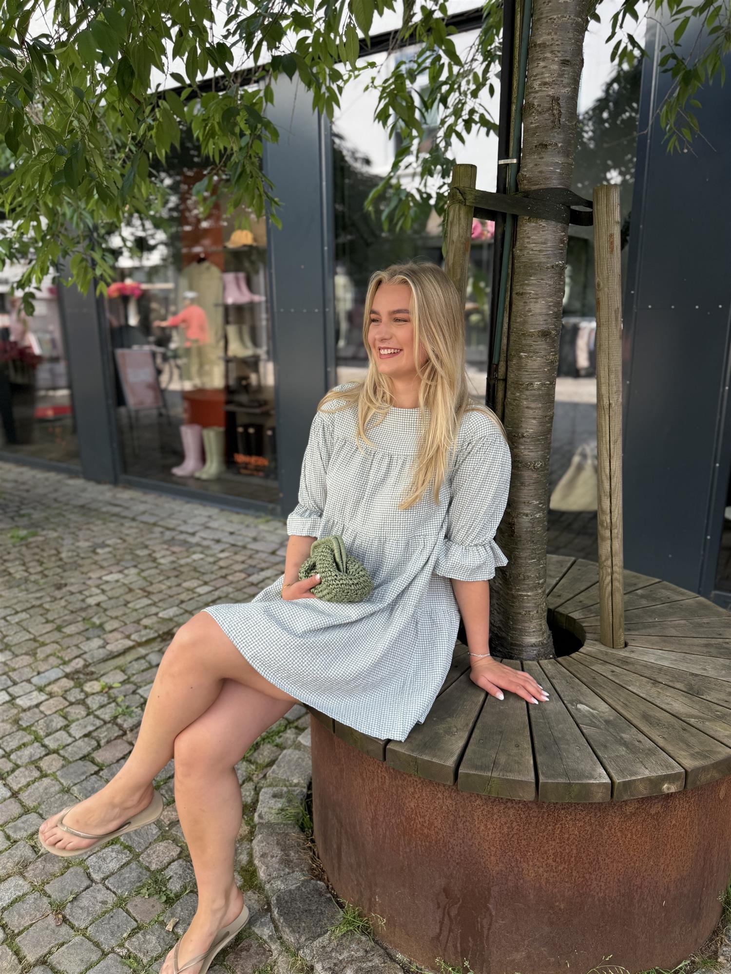 Indiana Dress i Olive Green Checked, kjole fra Once Untold hos Image Mandal