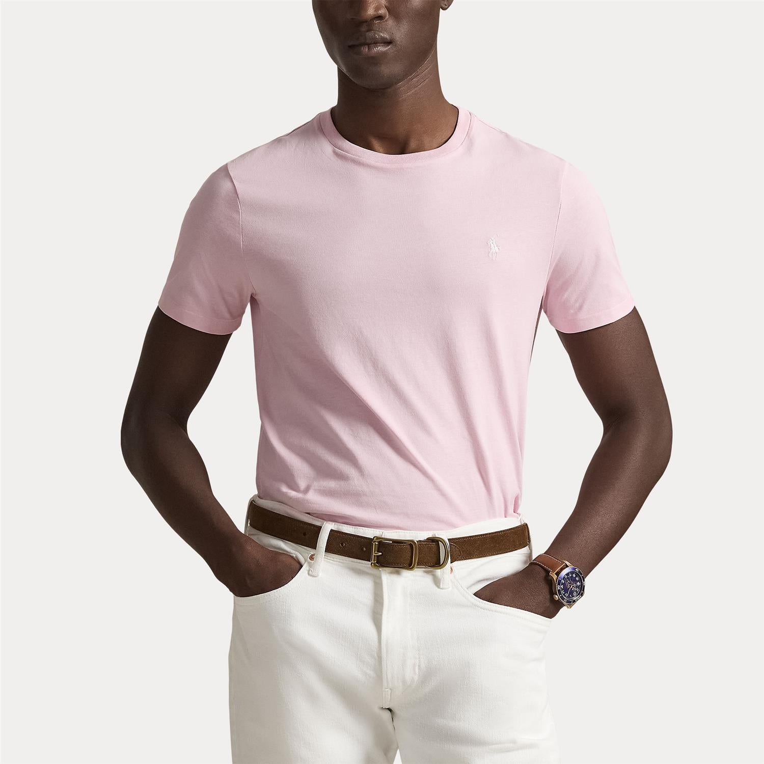 Custom Slim Crew Neck Short-Sleeve T-Shirt i rosa alternativt utsnitt, t-skjorte fra Polo Ralph Lauren hos Image Mandal