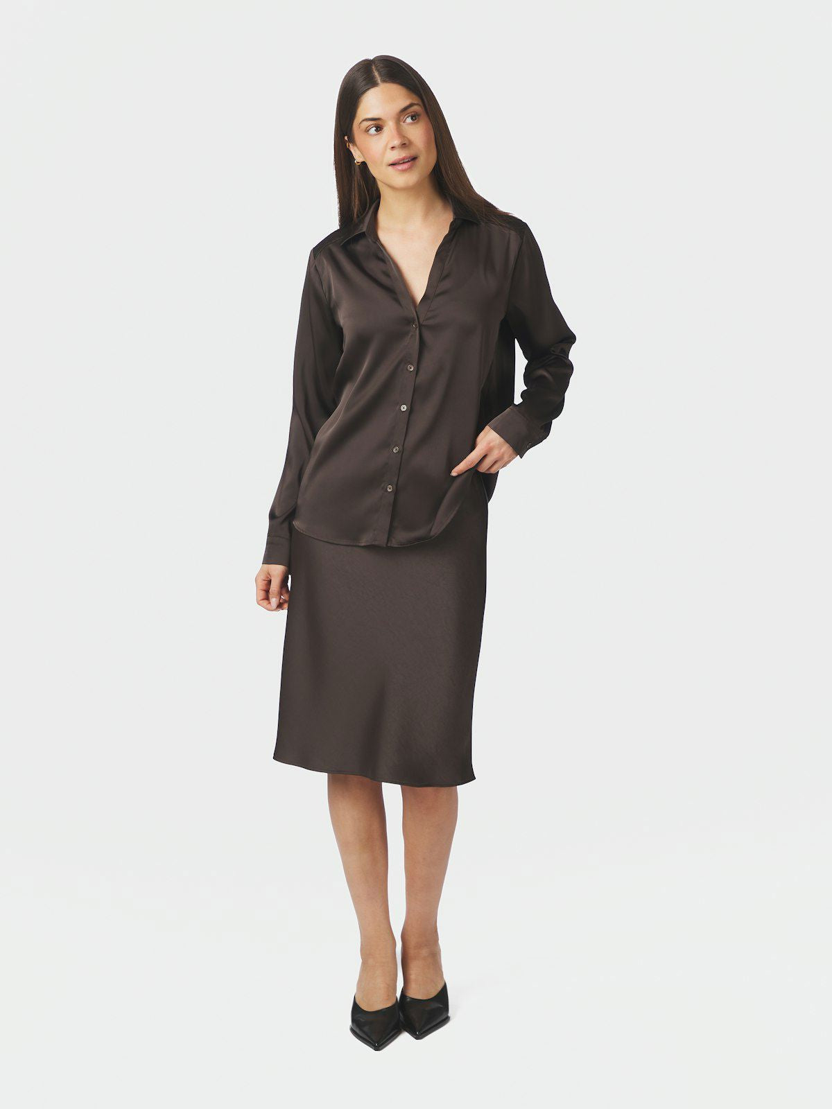 Hazelle Drapy Satin Shirt