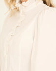 Malika Frill Shirt i offwhite nærbilde av detaljer, bluse fra A-view hos Image Mandal