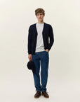 Greyson Merino Cardigan i dark marineblå i ull, cardigan fra Les Deux hos Image Mandal