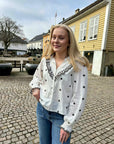 Degas Dot Blouse i offwhite i bomull, skjorte fra Neo Noir hos Image Mandal
