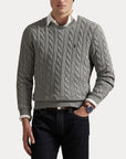 Long-Sleeve Driver Crewneck Pullover i grå ekstra vinkel, genser fra Polo Ralph Lauren hos Image Mandal