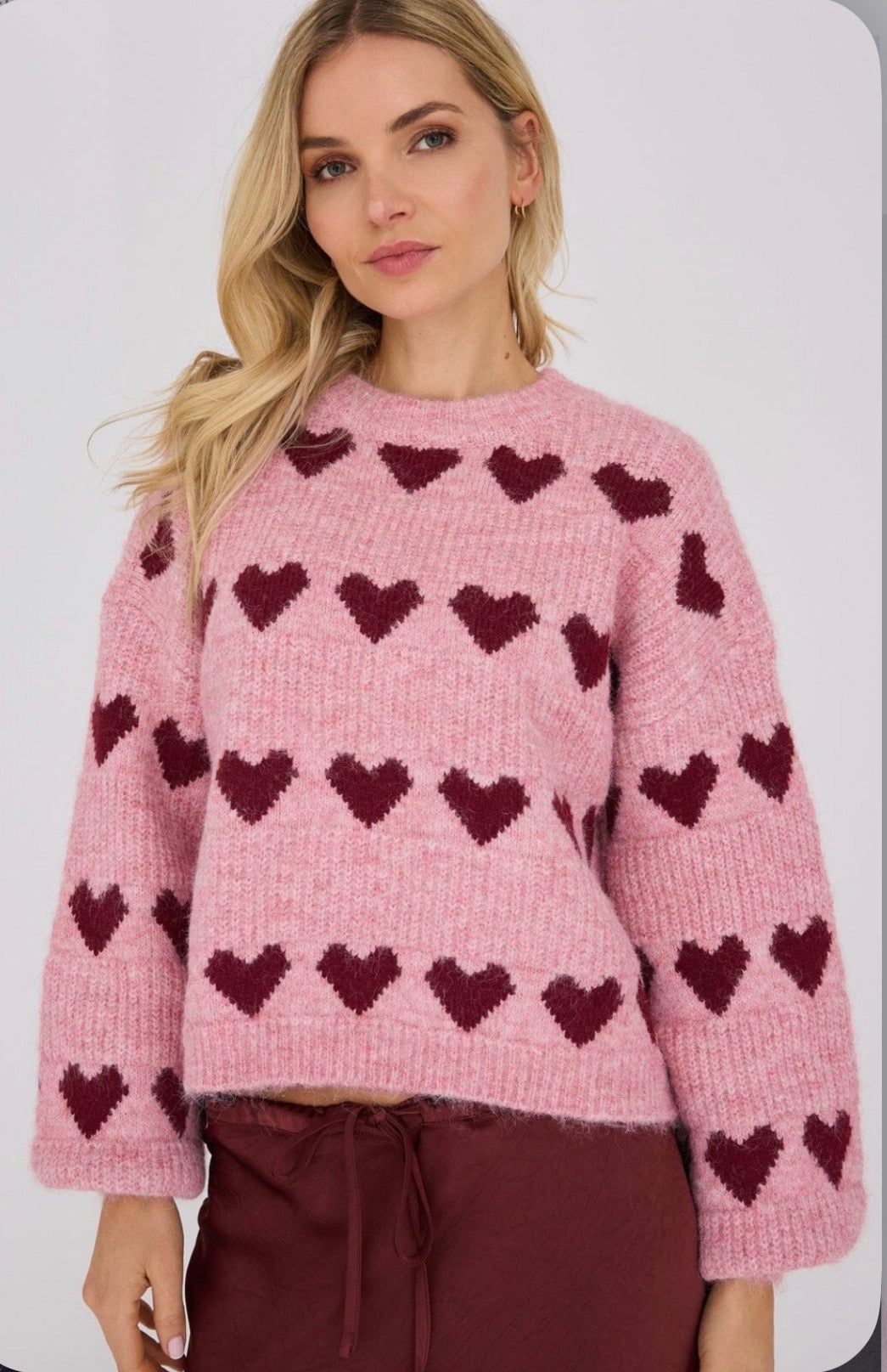 Heart knit pullover