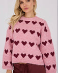 Heart knit pullover