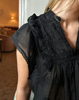 Jayla Voile Top i sort detaljbilde, bluse fra Neo Noir hos Image Mandal