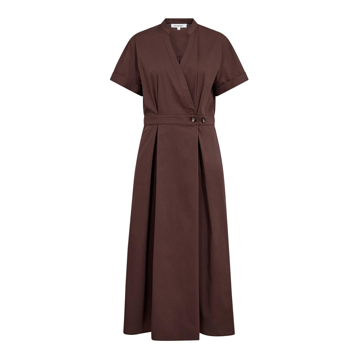 Elaracc Wrap Ss Dress i dark brun sett fra siden, kjole fra Co'couture hos Image Mandal