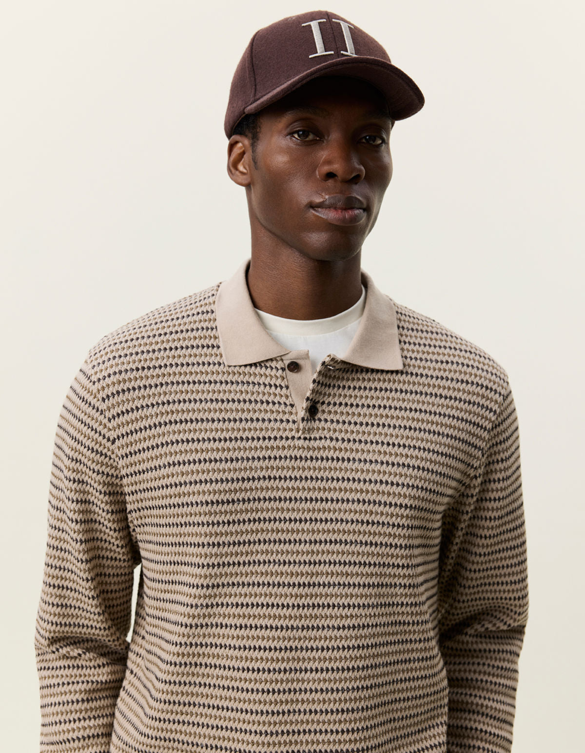 Knitted Stripe Ls Polo