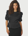 Benua Heavy Sateen Blouse i sort bakfra, skjorte fra Neo Noir hos Image Mandal