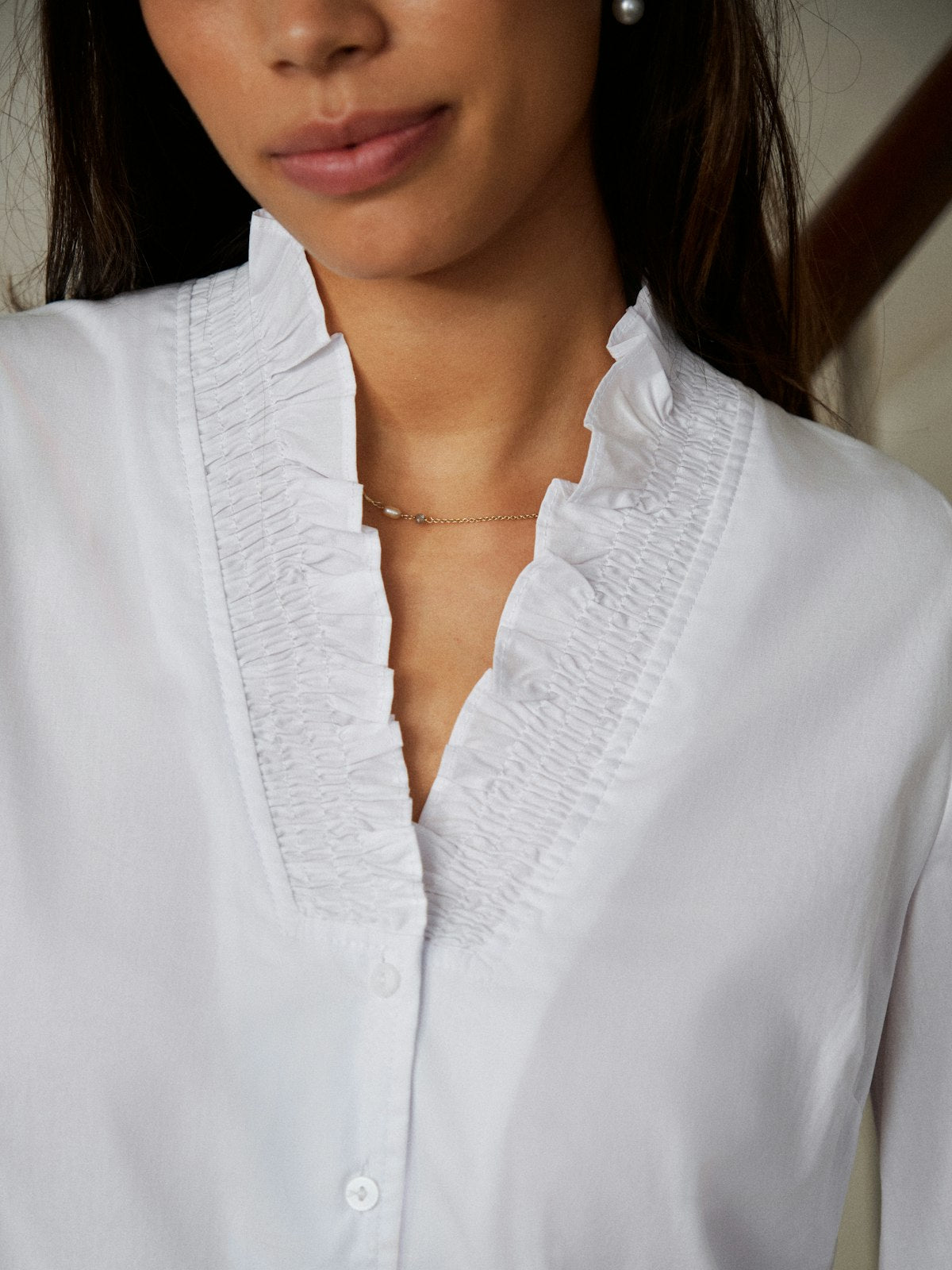 Brielle Solid Blouse i hvit ekstra vinkel, bluse fra Neo Noir hos Image Mandal