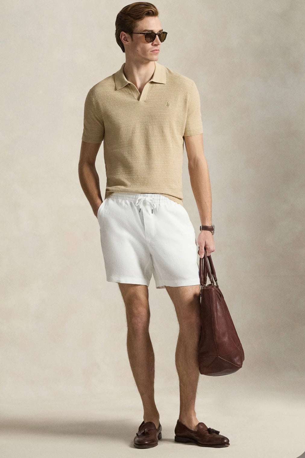 Woven shorts prepter lin i hvit, shorts fra Polo Ralph Lauren hos Image Mandal