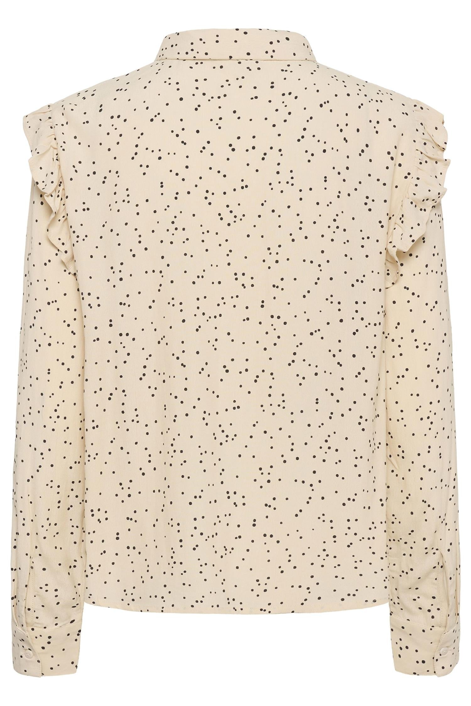 Pierrasz Shirt i creme sort mini dots sett fra siden, skjorte fra Saint Tropez hos Image Mandal