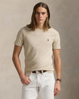 Custom Slim Crew Neck Short-Sleeve T-Shirt i grå sett fra siden, t-skjorte fra Polo Ralph Lauren hos Image Mandal