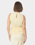 Ansol Solid Chiffon Top i light gul sett fra siden, topp fra Neo Noir hos Image Mandal